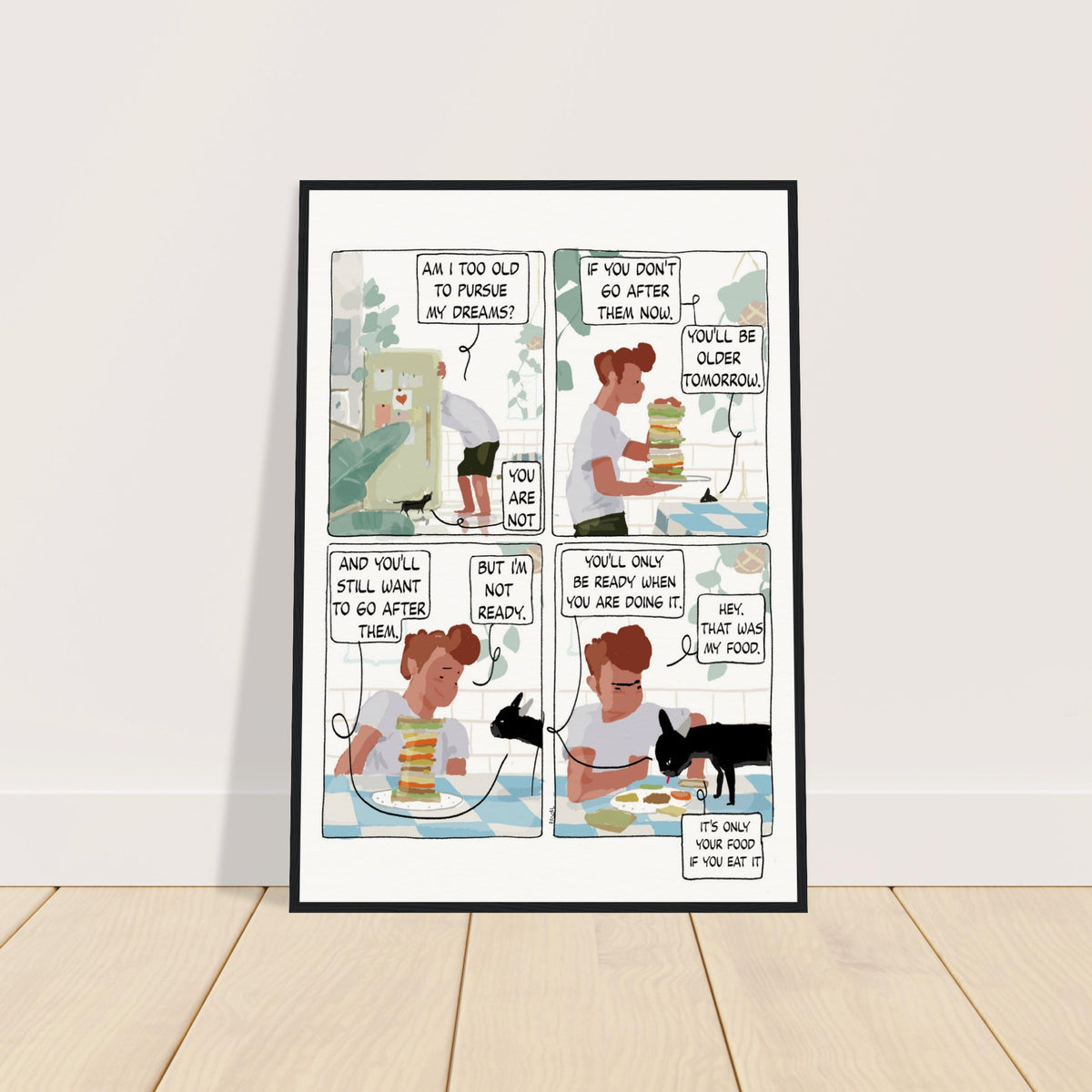 Kitty Cat Dreams Museum-Quality Matte Paper Wooden Framed Poster
