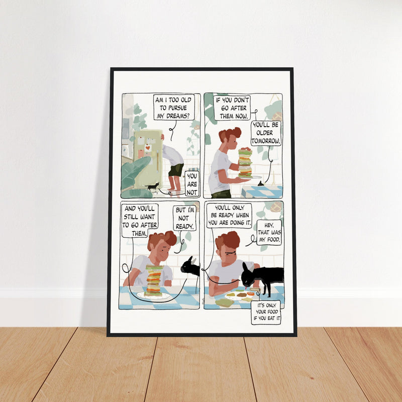 Kitty Cat Dreams Museum-Quality Matte Paper Wooden Framed Poster